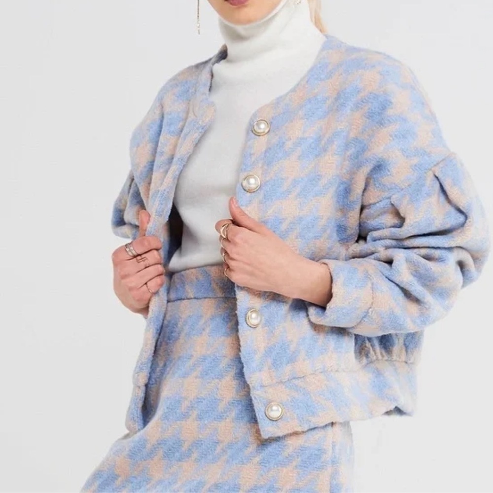 Storets Blue and Beige Houndstooth Jacket